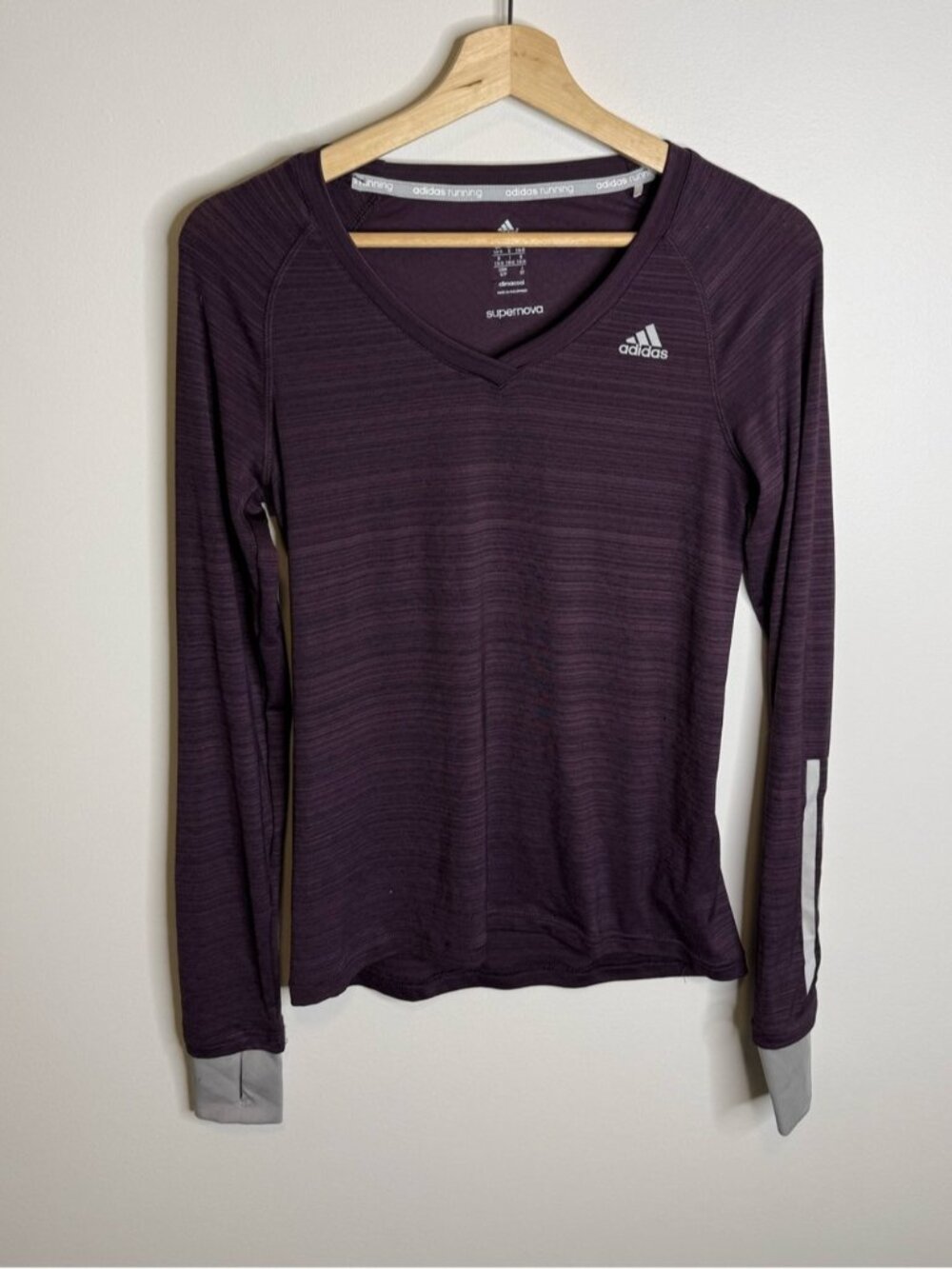 adidas Women's Long Sleeve V-Neck Top - Plum